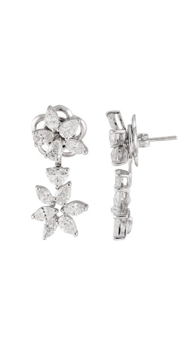 Unique Collection 18K White Gold Diamonds Earrings