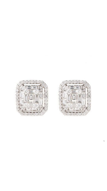 Mosaic Collection 18K White Gold Diamonds Earrings