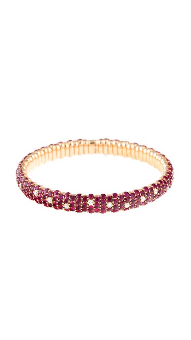 Stretch Collection 18K Rose Gold Diamonds and Rubies Bracelet