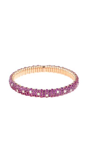 Stretch Collection 18K Rose Gold Diamonds and Pink Sapphires Bracelet