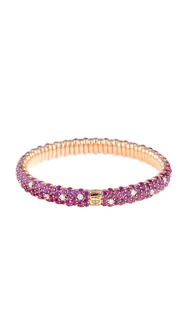 Stretch Collection 18K Rose Gold Diamonds and Pink Sapphires Bracelet