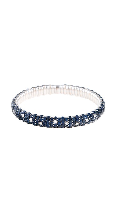 Stretch Collection 18K White Gold Diamonds and Sapphires Bracelet