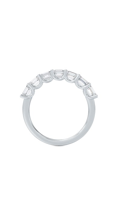 1.50 Ct Emerald Cut Horizontally Set Lab Grown Diamond Seven Stone Band Ring in 14K White Gold 
