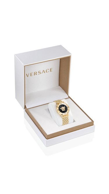 La Medusa 38MM Yellow Gold Case Black Enamel Dial Womens Watch