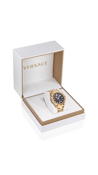Sport Tech GMT 45MM Yellow Gold Black Guilloché Dial Mens Watch