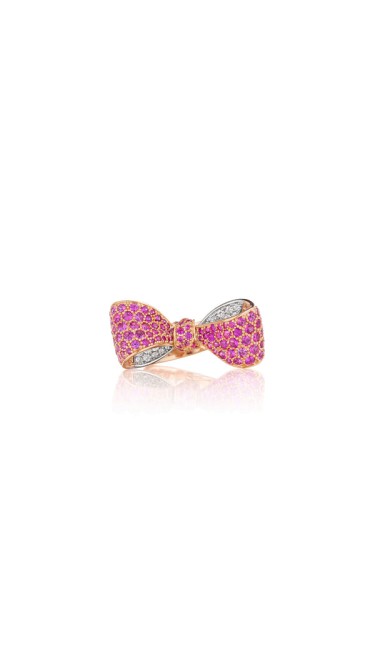 Bow Pink Sapphire & Diamond Ring 