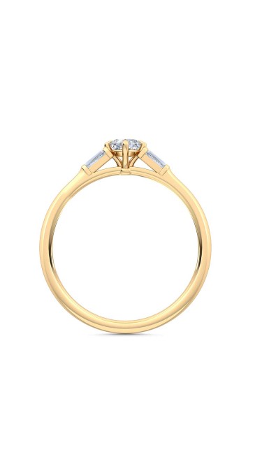 0.30 Ct Cushion Cut North-South and Baguette Cut Petite Lab Grown Diamond Ring in 14K Yellow Gold 