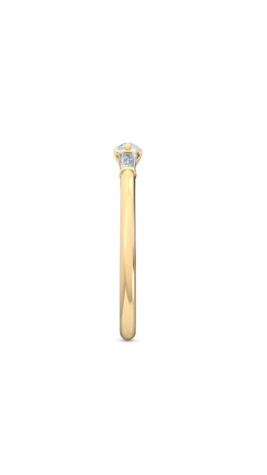 0.30 Ct Horizontal Pear and Baguette Cut Petite Lab Grown Diamond Ring in 14K Yellow Gold 