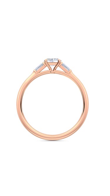0.30 Ct Horizontal Oval and Baguette Cut Petite Lab Grown Diamond Ring in 14K Rose Gold (E-F, VS1-VS2, 0.30 cttw) by MadeForUs
