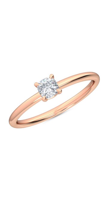 0.25 Ct Cushion Cut Petite Lab Grown Diamond Ring in 14K Rose Gold 