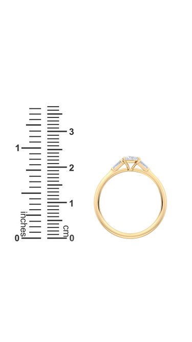 0.30 Ct Horizontal Pear and Baguette Cut Petite Lab Grown Diamond Ring in 14K Yellow Gold 