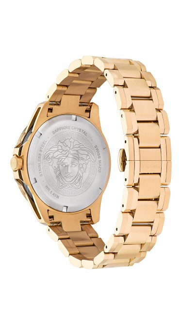 Sport Tech GMT 45MM Yellow Gold Black Guilloché Dial Mens Watch
