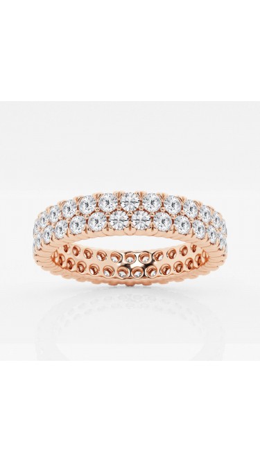 True 2.00 ctw  Round Diamond Double Row Eternity Band 14K Rose Gold