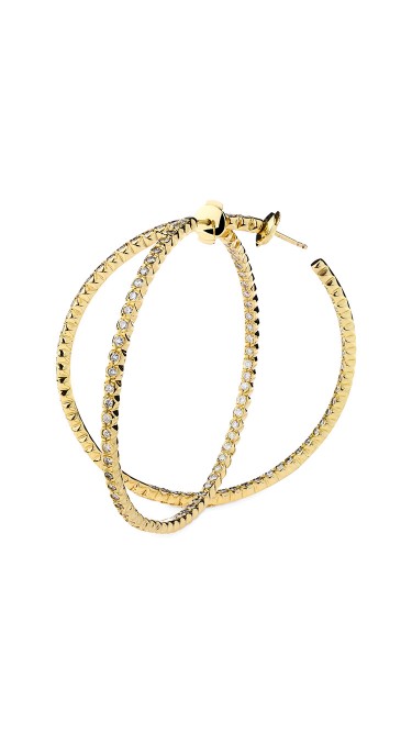 18K Yellow Gold Handset White Diamonds Jara Earrings