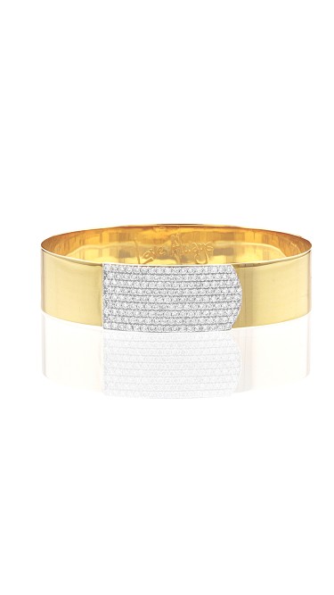 Yellow Gold and Diamond Large Strap Bracelet