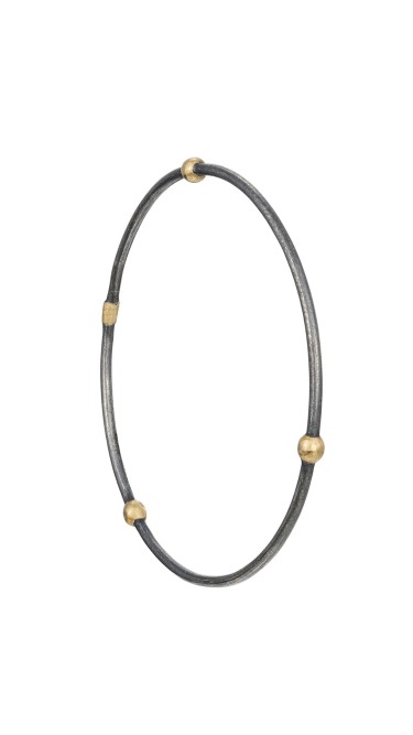 Yossi Harari Jewelry Oxidized Gilver Jane Stack Bangle