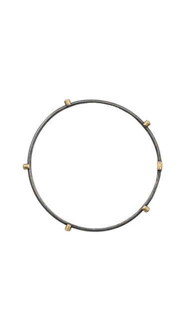 Yossi Harari Jewelry Oxidized Gilver Diamond Jane Stack Bangle