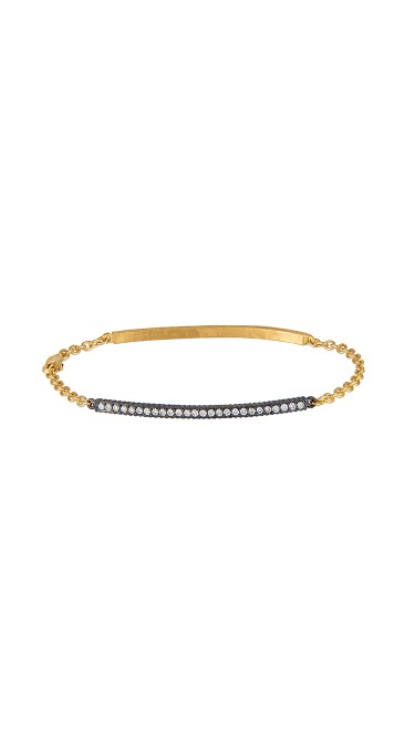 Yossi Harari Jewelry 18k Gold & Oxidized Gilver Diamond Lilah ID Bracelet 