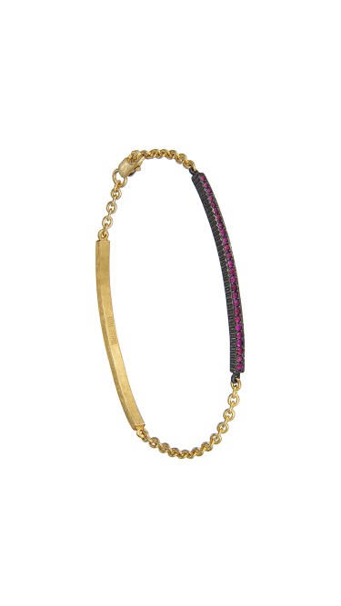 Yossi Harari Jewelry 18k Gold Ruby Lilah ID Bracelet