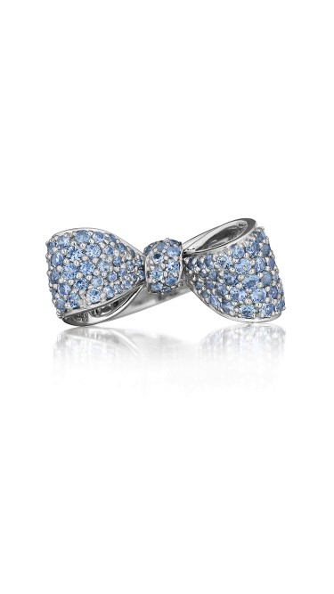 18K Gold Small Bow Gemstone Ring