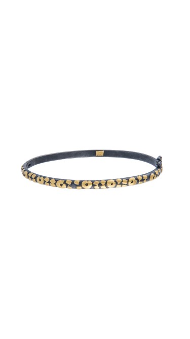 Yossi Harari Jewelry Jane 24k Gold & Oxidized Gilver Leopard Bangle 