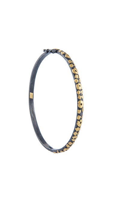 Yossi Harari Jewelry Jane 24k Gold & Oxidized Gilver Leopard Bangle 