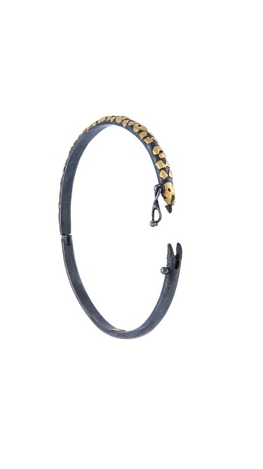 Yossi Harari Jewelry Jane 24k Gold & Oxidized Gilver Leopard Bangle 