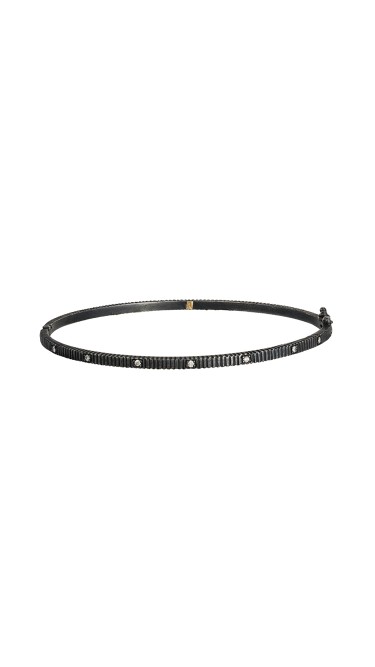 Yossi Harari Jewelry Oxidized Gilver Diamond Lilah Bangle