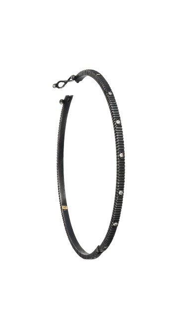Yossi Harari Jewelry Oxidized Gilver Diamond Lilah Bangle