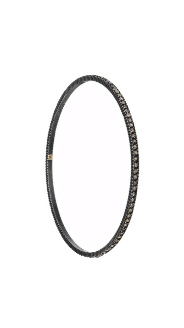 Yossi Harari Jewelry Oxidized Gilver Diamond Lilah Bangle 