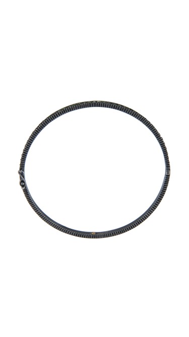 Yossi Harari Jewelry Oxidized Gilver Tsavorite Lilah Bangle