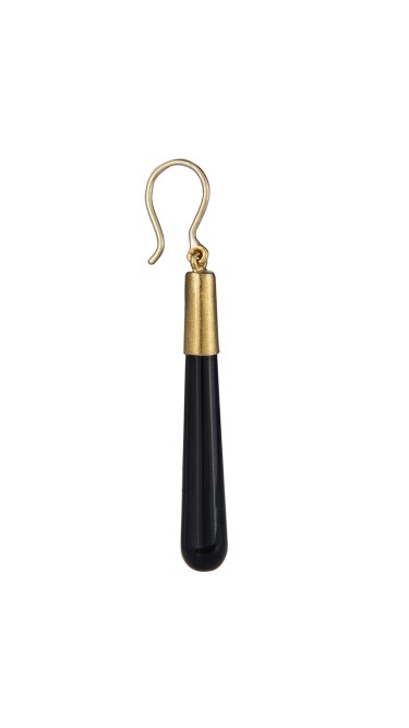 Yossi Harari Jewelry 24k Gold Onyx Cone Jane Earrings