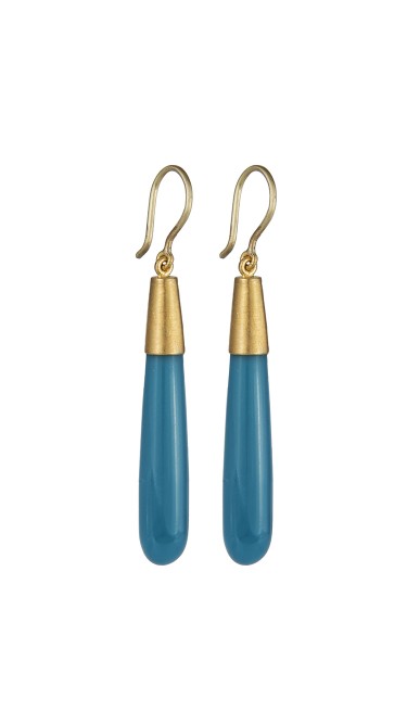 Yossi Harari Jewelry Roxanne 24k Gold Turquoise Jane Earrings