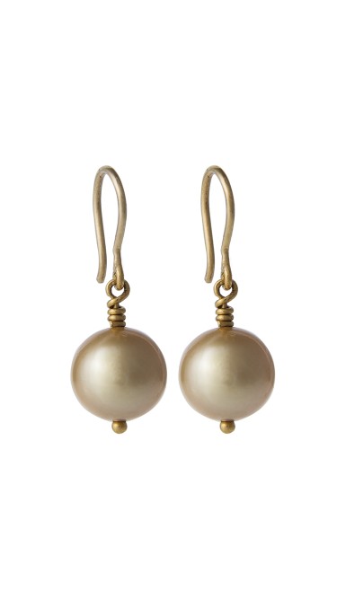 Yossi Harari Jewelry 24k Gold South Sea Cultured Pearl Drop Roxanne Earrings