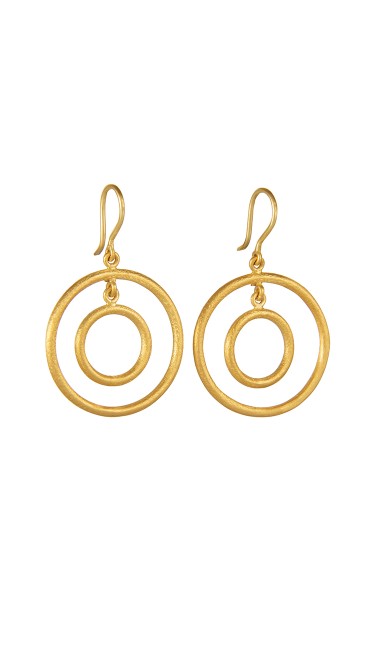 Yossi Harari Jewelry Jane 24k Gold Double Loop Rachel Earrings