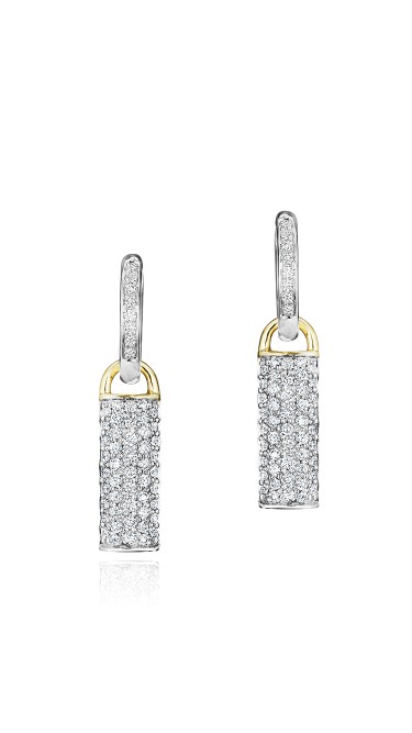 Yellow Gold and Diamond Bar Huggie Earrings