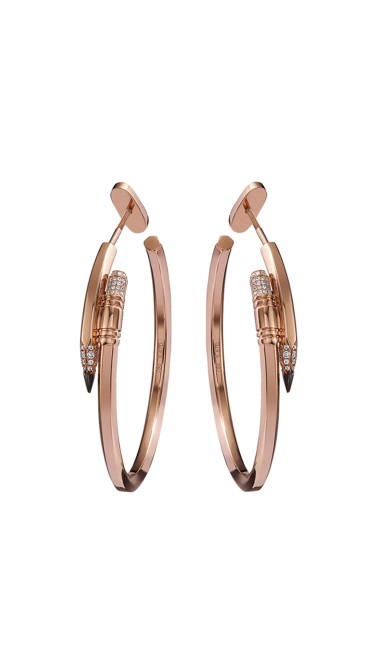 Tzuri 18k Rose Gold and Diamond Hoop Earrings