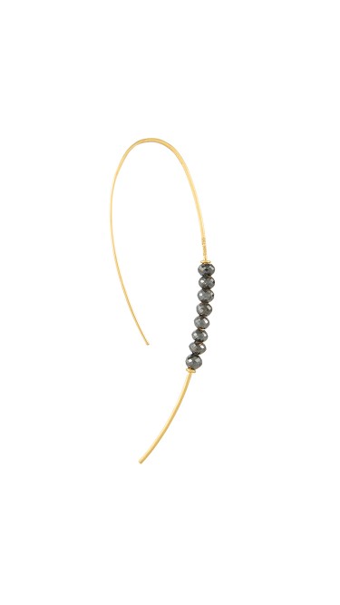 Yossi Harari Jewelry Jane 18k Gold & Black Diamond Beads Hoop Threader Earrings 