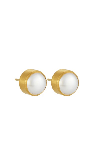 Yossi Harari Jewelry Roxanne 24k Gold Large Cultured Pearl Stud Earrings