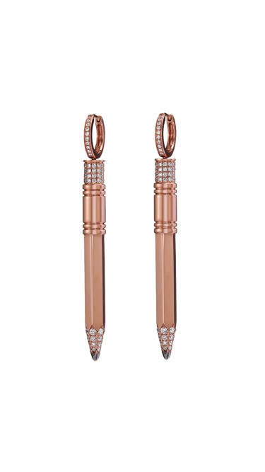 Tzuri 18k Rose Gold and Diamond Large Vertical Earrings