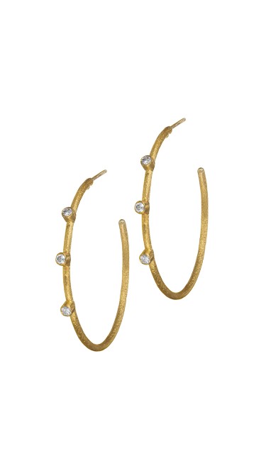 Yossi Harari Jewelry 24k Gold Diamond Jane Hoop Earrings