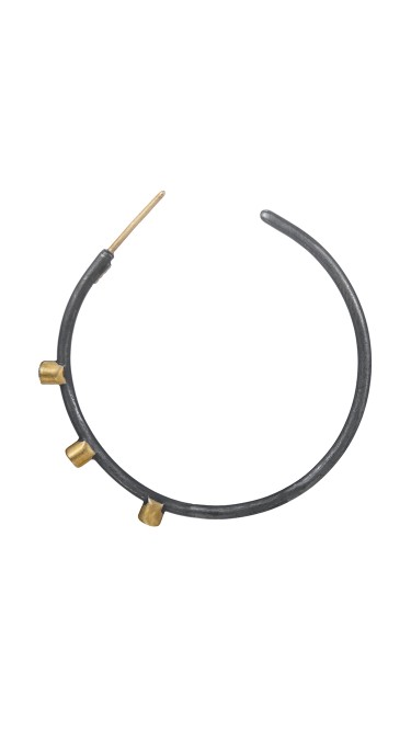 Yossi Harari Jewelry 24k Gold & Oxidized Gilver Diamond Jane Hoop Earrings