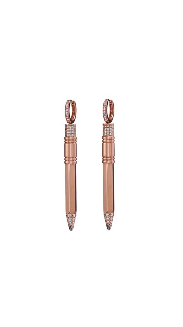 Tzuri 18k Rose Gold and Diamond Medium Vertical Earrings