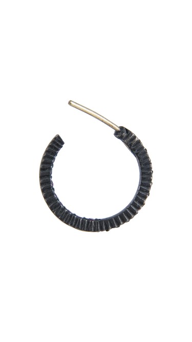 Yossi Harari Jewelry Oxidized Gilver Ruby Pavé Lilah Hoop Earrings 