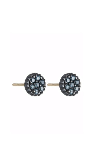 Yossi Harari Jewelry Oxidized Gilver Blue Diamond Lilah Earrings