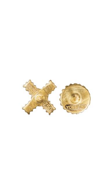 Yossi Harari Jewelry 18k Gold Ruby X O Lilah Stud Earrings 