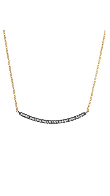 Yossi Harari Jewelry 18k Gold & Oxidized Gilver White Diamond Lilah Smile Necklace