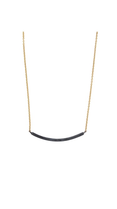 Yossi Harari Jewelry 18k Gold & Oxidized Gilver White Diamond Lilah Smile Necklace