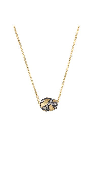Yossi Harari Jewelry Jane 24k Gold Cognac Diamond Single Bead Roxanne Necklace