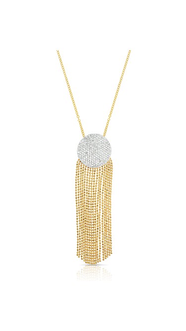 Yellow Gold Diamond Large Infinity Tassel Necklace
